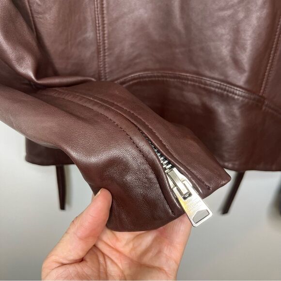 Allsaints Dalby Biker Jacket Brown 2 - Picture 5 of 7